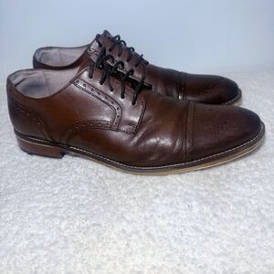 Johnston & Murphy 59-1993 Brown Leather Dress Shoe Men's 10.5M Carriker Cap Toe